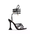 SANAA ( Black) Lace Up Square Heels