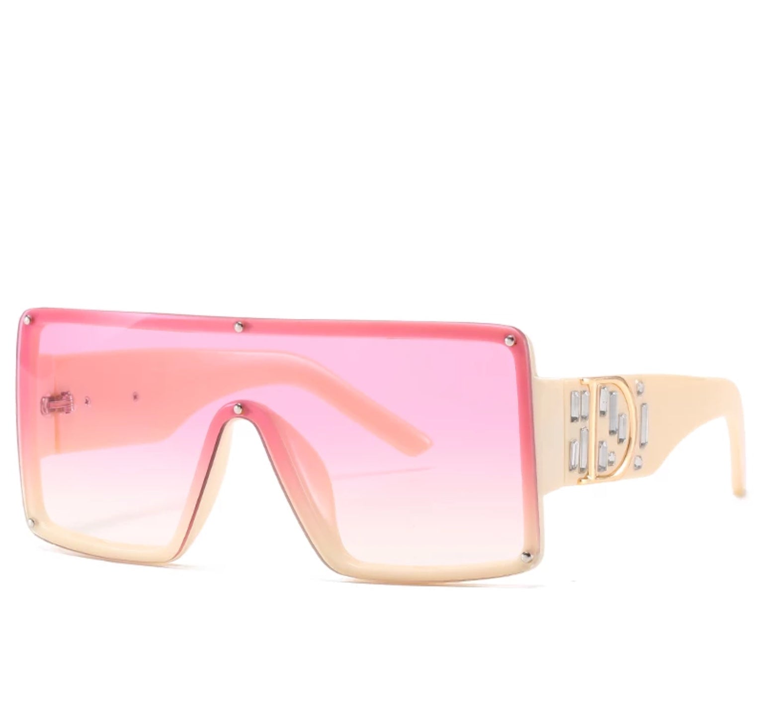 KIRA Rice Water/Pink  *Luxury Diamond Oversize Sunglasses