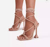 SANAA ( Nude) Lace Up Square Heels