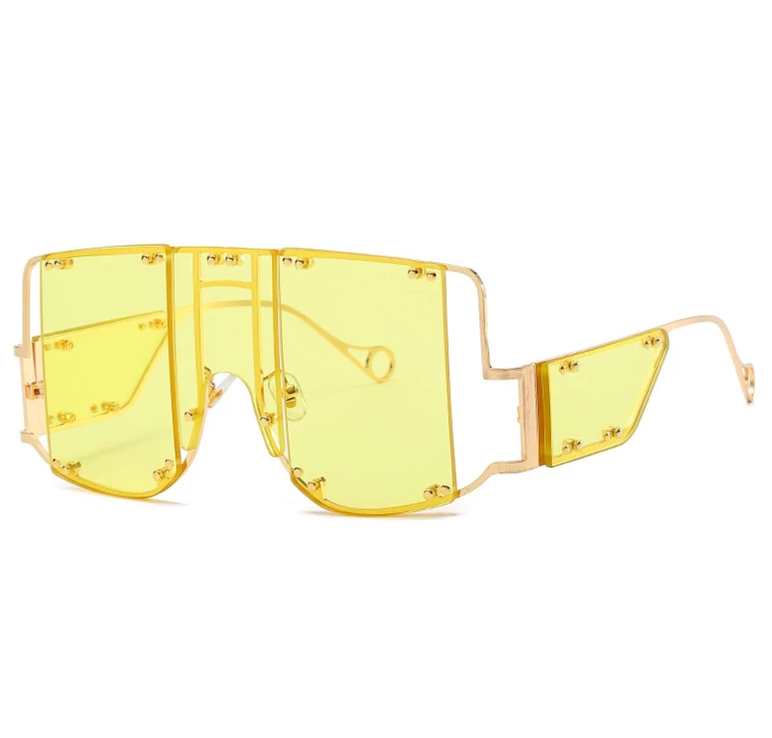 PAPARAZZI Yellow/Gold Oversize Vintage Retro Square Sunglasses